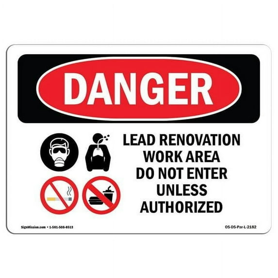 SignMission OS-DS-D-35-L-2182 OSHA Danger Sign - Lead Renovation Work