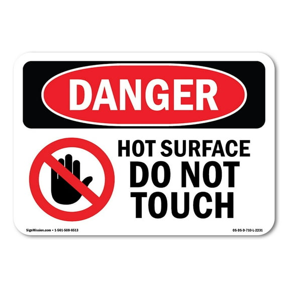 SignMission OS-DS-D-35-L-2231 OSHA Danger Sign - Hot Surface Do Not Touch