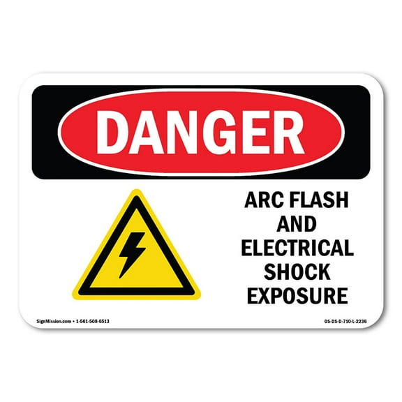 SignMission OS-DS-D-35-L-2236 OSHA Danger Sign - ARC Flash & Electrical Shock