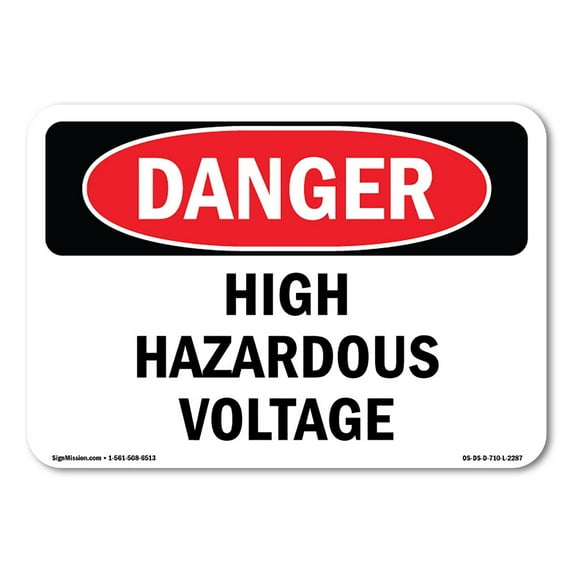 SignMission OS-DS-D-35-L-2287 OSHA Danger Sign - High Hazardous Voltage