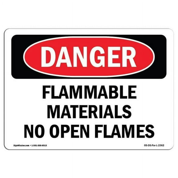 OSHA Danger Sign - Flammable Materials No Open Flames | Decal | Protect Your Business, Construction Site, Warehouse & Shop Area | Made in The USA