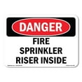 thumbnail image 1 of SignMission OS-DS-D-35-L-2374 OSHA Danger Sign - Fire Sprinkler Riser Inside, 1 of 5