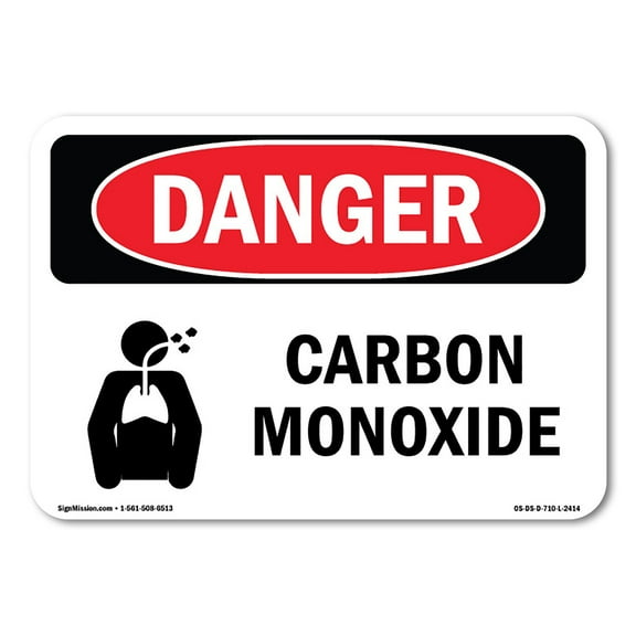 SignMission OS-DS-D-35-L-2414 OSHA Danger Sign - Carbon Monoxide