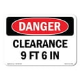 thumbnail image 1 of OSHA Danger Sign - Clearance 9 Ft 6 In | Decal | Protect Your Business, Construction Site, Warehouse & Shop Area |  Made in The USA, 1 of 5