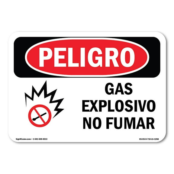SignMission OS-DS-D-35-LS-1208 OSHA Danger Sign - Explosive Gas No Smoking Spanish
