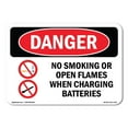 thumbnail image 1 of SignMission OS-DS-D-57-L-1476 OSHA Danger Sign - No Smoking When Charging Batteries, 1 of 5