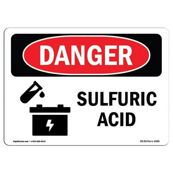 SignMission OS-DS-D-57-L-1585 OSHA Danger Sign - Sulfuric Acid