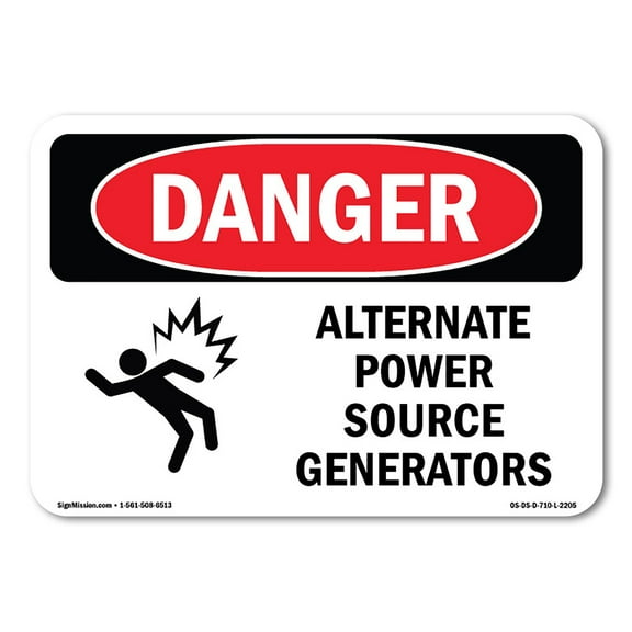 SignMission OS-DS-D-57-L-2205 OSHA Danger Sign - Alternate Power Source Generators