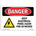 thumbnail image 1 of SignMission OS-DS-D-57-L-2219 OSHA Danger Sign - Keep Electrical Panel Clear, 1 of 5