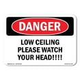 thumbnail image 1 of SignMission OS-DS-D-57-L-2474 OSHA Danger Sign - Low Ceiling Please Watch Your Head, 1 of 5
