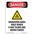 thumbnail image 1 of SignMission OS-DS-D-57-V-2523 OSHA Danger Sign - Radiation Area Only, 1 of 5