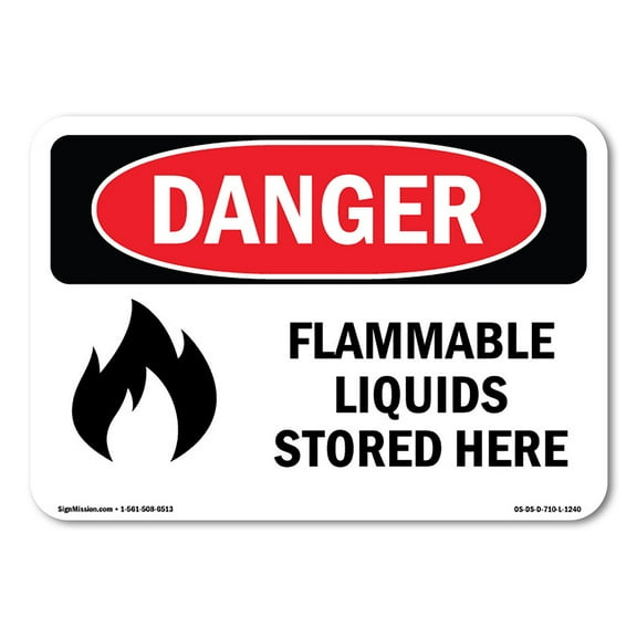 SignMission OS-DS-D-710-L-1240 OSHA Danger Sign - Flammable Liquids Stored Here