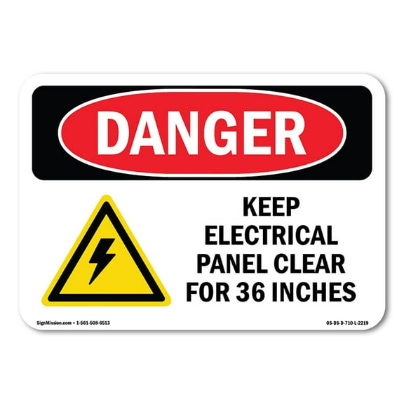 SignMission OS-DS-D-710-L-2219 OSHA Danger Sign - Keep Electrical Panel Clear