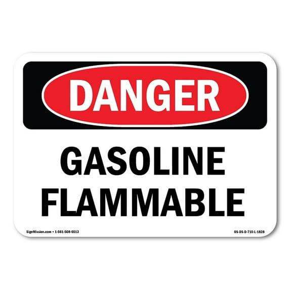 SignMission OS-DS-P-1014-L-1828 10 x 14 in. OSHA Danger Sign - Gasoline Flammable