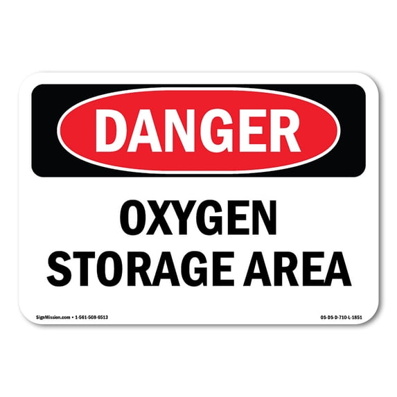 SignMission OS-DS-P-1014-L-1851 Danger Oxygen Storage Area OSHA Plastic Sign