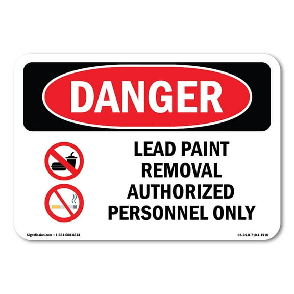 SignMission OS-DS-P-1014-L-1916 OSHA Danger Sign - Lead Paint Removal Authorized