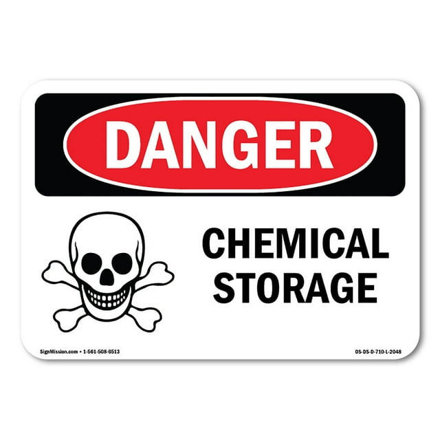 SignMission OS-DS-P-1014-L-2048 OSHA Danger Sign - Chemical Storage