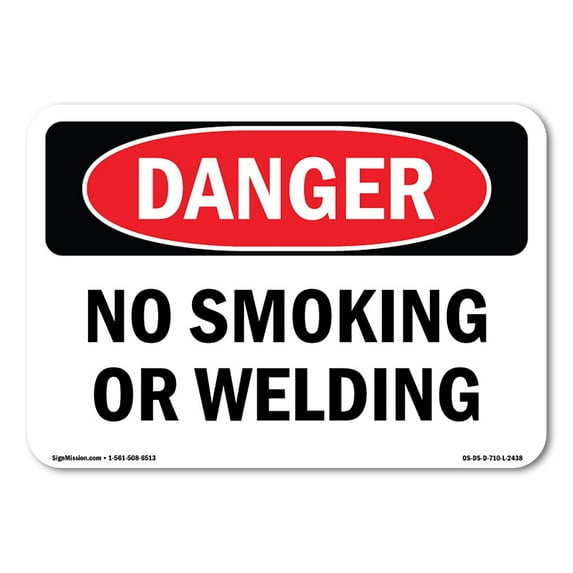 SignMission OS-DS-P-1014-L-2438 OSHA Danger Sign - No Smoking or Welding