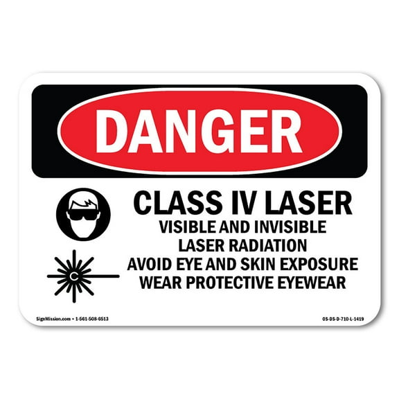 SignMission OS-DS-P-1218-L-1419 OSHA Danger Sign - Class Iv Laser Visible & Invisible