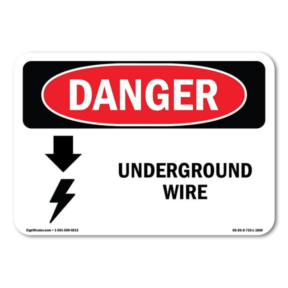 SignMission OS-DS-P-710-L-1600 OSHA Danger Sign - Underground Live Wire