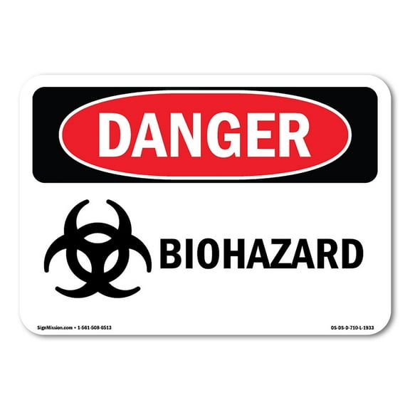 SignMission OS-DS-P-710-L-1933 OSHA Danger Sign - Biohazard