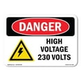 thumbnail image 1 of SignMission OS-DS-P-710-L-2197 OSHA Danger Sign - High Voltage 230 Volts, 1 of 5
