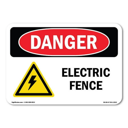 SignMission OS-DS-P-710-L-2212 OSHA Danger Sign - Electric Fence