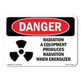thumbnail image 1 of SignMission OS-DS-P-710-L-2524 OSHA Danger Sign - Radiation Equipment Produces, 1 of 5