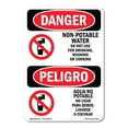 thumbnail image 1 of SignMission OS-DS-P-710-VS-1502 OSHA Danger Sign - Non-Potable Water No Drinking Bilingual, 1 of 5