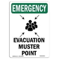 thumbnail image 1 of SignMission  10 x 14 in. OSHA Emergency Sign - Evacuation Muster Point with Symbol, 1 of 6