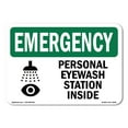 thumbnail image 1 of SignMission OS-EM-A-1218-L-10405 Emergency Personal Eyewash Station Inside with Symbol OSHA Aluminum Sign, 1 of 6