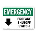 thumbnail image 1 of SignMission OS-EM-A-1824-L-10291 18 x 24 in. OSHA Emergency Sign - Electrical Propane Shutoff Switch with Symbol, 1 of 6