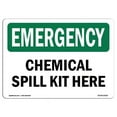 thumbnail image 1 of SignMission OS-EM-A-1824-L-10302 18 x 24 in. OSHA Emergency Sign - Chemical Spill Kit Here, 1 of 6