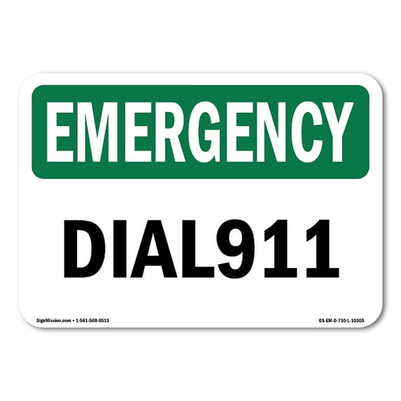 SignMission OS-EM-A-1824-L-10305 18 x 24 in. OSHA Emergency Sign - Dial 911