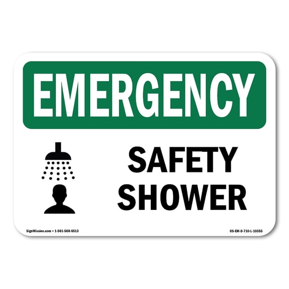 SignMission OS-EM-A-1824-L-10355 18 x 24 in. OSHA Emergency Sign - Safety Shower