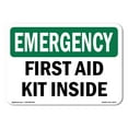 thumbnail image 1 of SignMission OS-EM-A-1824-L-10370 18 x 24 in. OSHA Emergency Sign - First Aid Kit Inside, 1 of 6