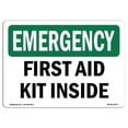 thumbnail image 1 of SignMission OS-EM-A-1824-L-10371 18 x 24 in. OSHA Emergency Sign - First Aid Kit Inside, 1 of 6