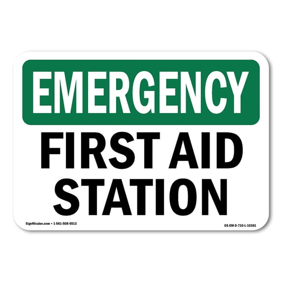 OSHA EMERGENCY Sign - First Aid Station | Aluminum Sign | Protect Your Business, Construction Site, Warehouse & Shop Area | Made in the USA