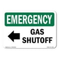 thumbnail image 1 of SignMission OS-EM-A-1824-L-10388 18 x 24 in. OSHA Emergency Sign - Gas Shutoff Left Arrow with Symbol, 1 of 6