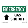 thumbnail image 1 of SignMission OS-EM-A-1824-L-10390 18 x 24 in. OSHA Emergency Sign - Gas Shutoff Up Arrow with Symbol, 1 of 6