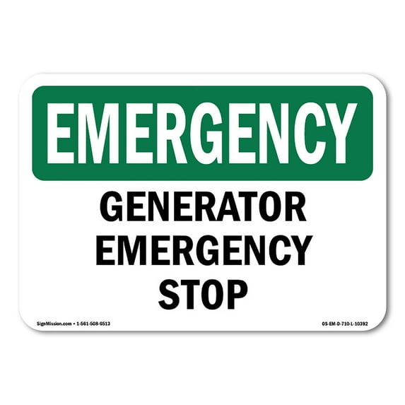 OSHA EMERGENCY Sign - Generator Stop | Aluminum Sign | Protect Your Business, Construction Site, Warehouse & Shop Area | Made in the USA