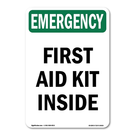 SignMission OS-EM-A-1824-V-10424 18 x 24 in. OSHA Emergency Sign - First-Aid