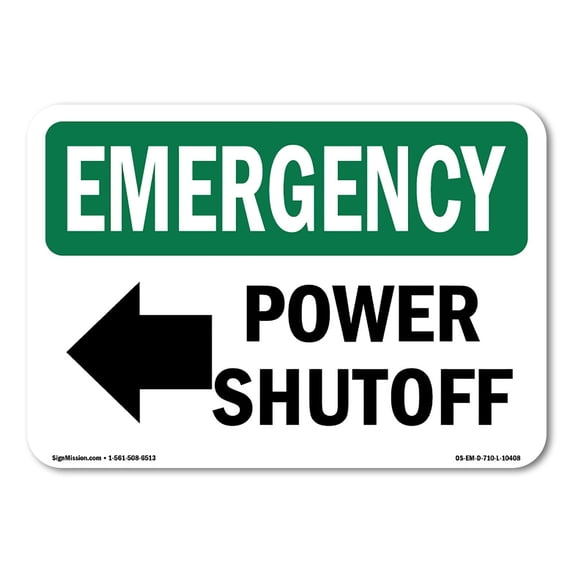 SignMission OS-EM-A-1824-V-10453 18 x 24 in. OSHA Emergency Sign - Fuel Shutoff
