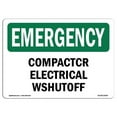 thumbnail image 1 of SignMission OS-EM-D-35-L-10290 OSHA Emergency Sign - Compactor Electrical Shutoff, 1 of 5