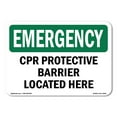 thumbnail image 1 of SignMission OS-EM-D-35-L-10303 OSHA Emergency Sign - CPR Protective Barrier Located Here, 1 of 5