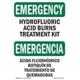 thumbnail image 1 of SignMission OS-EM-D-35-L-10335 OSHA Emergency Sign - Hydrofluoric Acid Burns Kit Bilingual, 1 of 5