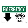 thumbnail image 1 of SignMission OS-EM-D-35-L-10352 OSHA Emergency Sign - Rescue Equipment Located Here, 1 of 5