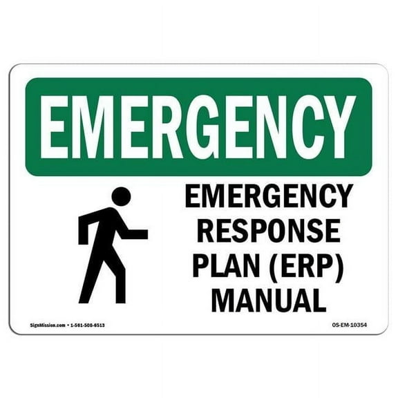SignMission OS-EM-D-35-L-10354 OSHA Emergency Sign - Response Plan ERP Manual with Symbol