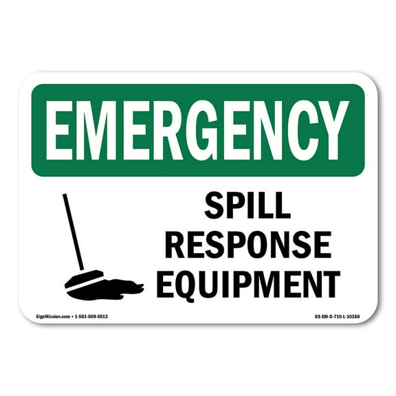 SignMission OS-EM-D-35-L-10358 OSHA Emergency Sign - Spill Response Equipment