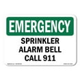 thumbnail image 1 of SignMission OS-EM-D-35-L-10421 OSHA Emergency Sign - Sprinkler Alarm Bell Call 911, 1 of 5